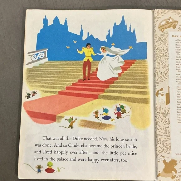 Walt Disney Cinderella Little Golden Book - Pink & Teal Vintage - Picture 3 of 4